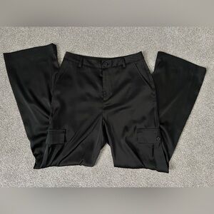 DKNY Black Satin Buttoned Trousers